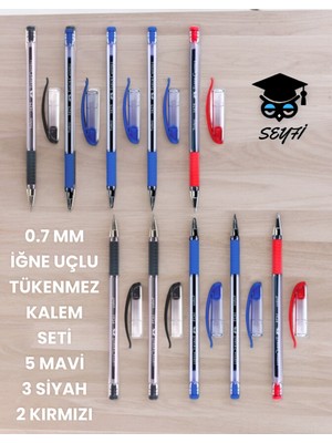 Faber-Castell 0.7 mm Iğne Uçlu Tükenmez Kalem Seti 5 Mavi 3 Siyah 2 Kırmızı 1425