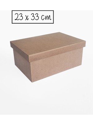 Yegane Concept Ham Mdf, Boyanabilir 23X33 cm Dikdörtgen Şapka Kapaklı Kutu