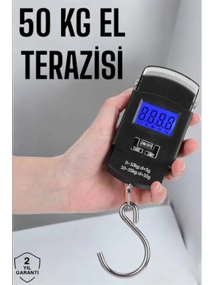 Derin Stok 50 kg El Kantarı Ağırlık Ölçer Dijital Ekranlı Kancalı Portatif