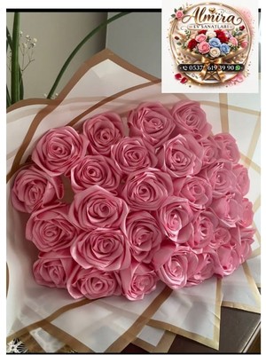 Solmayan Gül Buketi Toz Pembe