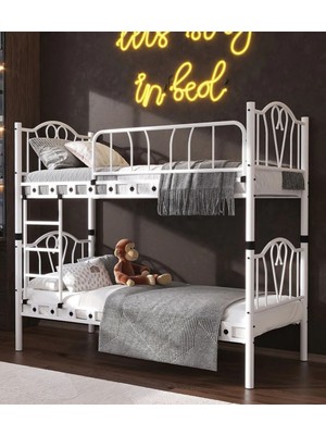 Missidea Orkide Dekoratif Metal Ranza & Karyola Seti Beyaz 90X190 cm