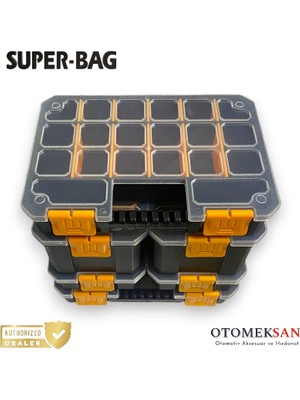 Otomeksan Super Bag Lockstack 6 – 4 Kat Modüler Organizer Sistemi, 6 Parça Kilitli Tırnaklı Üst Üste Geçmeli Alet Kutusu Seti, Profesyonel Depolama ve Düzenleme Çözümü, Atölye Garaj Oto Hırdavat Için