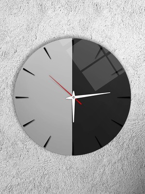 Olinpa Kırılmaz Cam Duvar Saati , Hem Tablo Hem Saat Yuvarlak Siyah Beyaz Tasarım  Saat Ofis Hediyesi