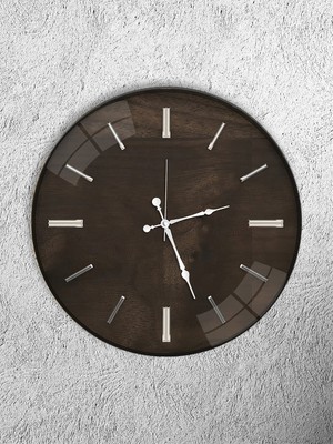 Olinpa Kırılmaz Cam Duvar Saati , Hem Tablo Hem Saat Yuvarlak Kahverengi Saat Ofis Hediyesi