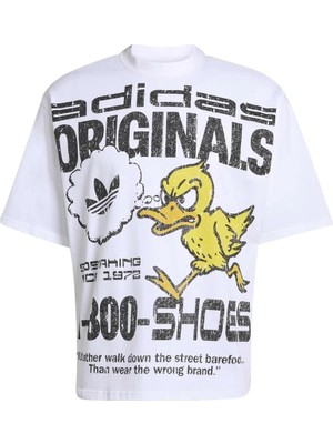 Adidas  Erkek Beyaz  T-Shirt Duck Gfx Tee KG6439