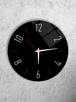 Olinpa Kırılmaz Cam Duvar Saati , Hem Tablo Hem Saat Yuvarlak Siyah Klasik Tasarım  Saat Ofis Hediyesi