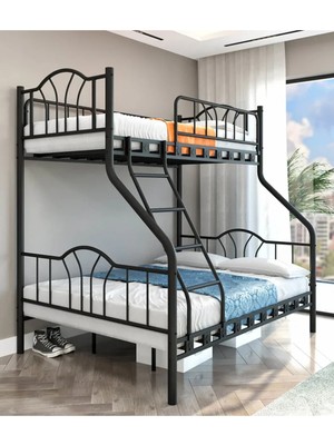 Missidea Imaj 3 Kişilik Ebeveyn 3'lü Metal Ranza Siyah 90X190 cm