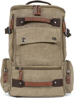 Necati Çanta Kampçıların Vazgeçilmezi: Çok Gözlü, Laptop Bölmeli Kanvas Kumaş Kamp Çantası" Haki