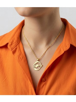 Modahilye 925 Ayar Gümüş Bozkurt Hilal Ay Yıldız Kolye Altın Kaplama Sarı Renk Türk Bayrağı Temalı Kadın Kolye