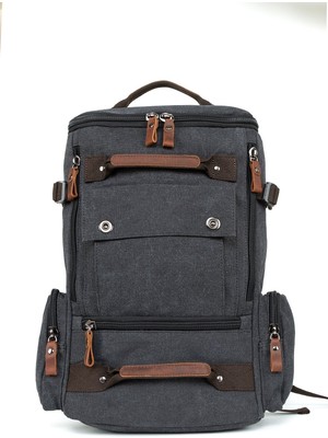 Necati Çanta Kampçıların Vazgeçilmezi: Çok Gözlü, Laptop Bölmeli Kanvas Kumaş Kamp Çantası" Siyah