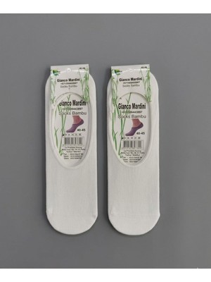 Gianco Mardini Erkek Beyaz Bambu Babet Çorabı Dikişsiz - 2'li Paket Parfüm Kokulu