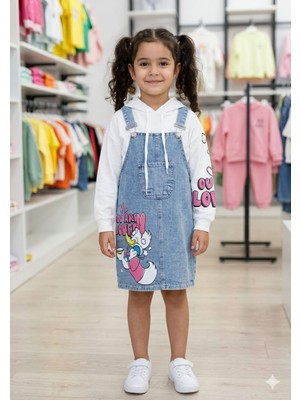 Sealy Kids Kız Çocuk Daisy Baskılı Jean Salopet Kot Jile Elbise