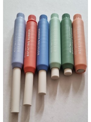 Modellino 6'lı Çevirmeli Silgi Rotating Rubber Sürgülü Silgi Kalem Silgi Ruj Silgi Uzayan Silgi Iz Bırakmaz