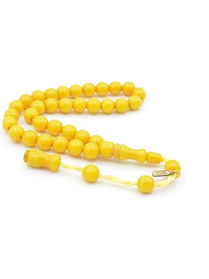 Murty99 Hakkı Usta Imzalı Küre Kesim Bilek Boy Sarı Sıkma Kehribar Tesbih