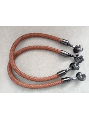 Hobi Durağı 70 cm Örgülü Deri Görünümlü Siyah Metal Kovanlı Çanta Sapı-Çiftli