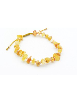 Murty99 Hakiki Doğal Makrome Model Damla Kehribar Bileklik 006