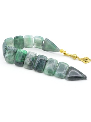 Murty99 Iri Taneli Hareli Yeşil Toz Kehribar Balık Tesbih