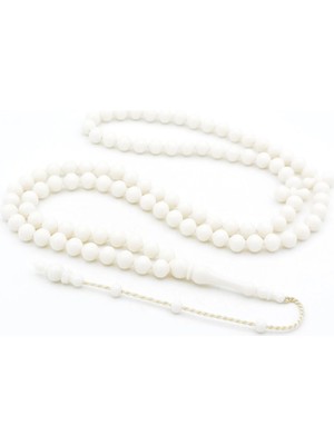 Murty99 Sistemli Sığırcık Kesim 99 Luk Beyaz Toz Kehribar Tesbih