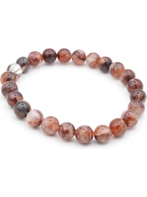 Murty99 Hakiki Doğal Hematoid Kuvars Taşı Bileklik 8,5 mm