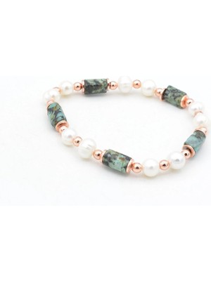 Murty99 Hakiki Doğal Inci ve Afrika Turkuaz Taşı Bileklik