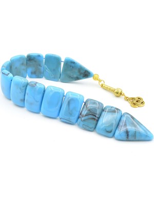 Murty99 Iri Taneli Hareli Turkuaz Toz Kehribar Balık Tesbih 002