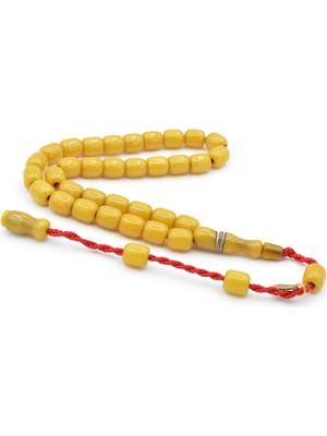 Murty99 Hakkı Usta Imzalı Fıçı Kesim Bilek Boy Sarı Sıkma Kehribar Tesbih