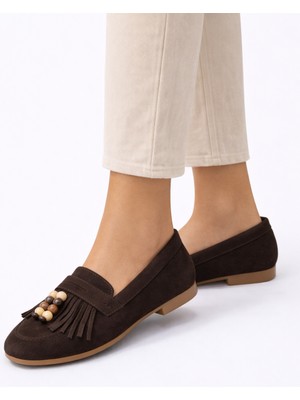 Dadwolf Süet Loafer Babet Boncuk Detaylı – Rahat Hafif Günlük Ayakkabı