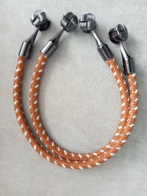 Hobi Durağı 70 cm Örgülü Deri Görünümlü Siyah Metal Kovanlı Çanta Sapı-Çiftli