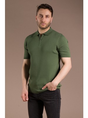 Zeki Özer Erkek Haki Triko T-Shirt