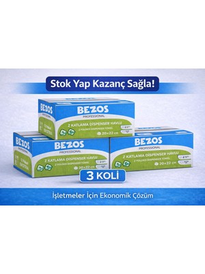 İsmiyle Al Bezos Professional Z Katlamalı Dispenser Havlu 2 Katlı %100 Selüloz 20X22 cm 3 Koli (36 Paket)