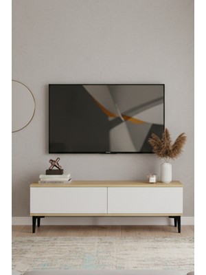 Ceneyra TSA1299DB - Aplos Tv Stand, Tv Sehpası, Tv Ünitesi 120CM Safirmeşe-Beyaz