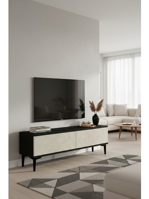 Ceneyra TSA1299AT - Aplos Tv Stand, Tv Sehpası, Tv Ünitesi 120CM Antrasit-Traverten