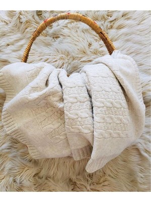 Özgürce Şık Bej Triko Battaniye, Rahat ve Sıcacık Hissedin