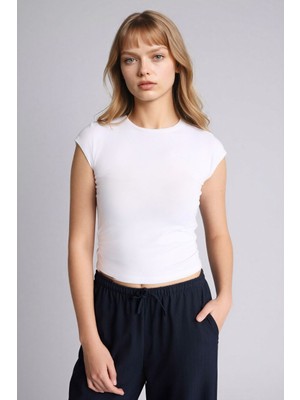 Defacto Kadın T-Shirt F5187AX/WT32 Off Whıte