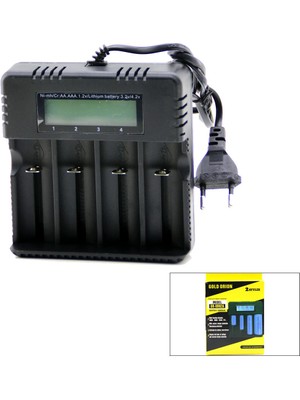Findit 4lü Pil Şarj Aleti 3000MA 4.2V Fişli=ac 100-240V Etc - 26650 - 18650 - 16340 (2818)
