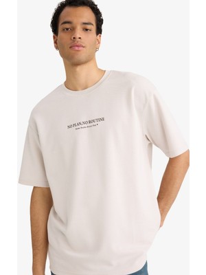 Defacto Erkek T-Shirt F8097AX/ER22 Stone
