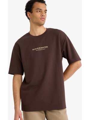 Defacto Erkek T-Shirt F8097AX/BN192 Brown