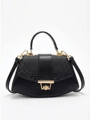 Heybe Shop Premium Geometrik Kesim Süet ve Deri Detaylı Çanta El ve Omuz Çantası