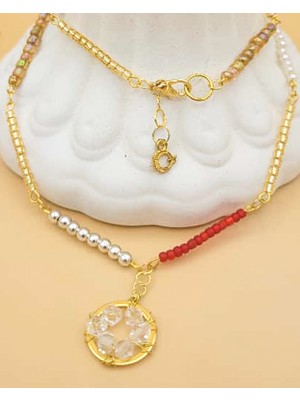 Nevoka Kırmızı Boncuklu El Yapımı Kolye