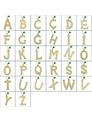 Skygo 925 Ayar Gümüş Nazar A Harfi Kadın Gümüş Kolye