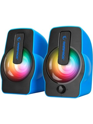 Go İthalat Mavi - Rgb Işıklı 1+1 Hoparlör Speakaer Set USB Kablo 2.0 Multimedya - 6W (5332)