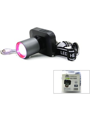 Go İthalat Şarjlı 50W Kafa Lambası Fener 1 LED USB - Type-C Dijital Kademe Işık Ayarı - Flaşör (5332)