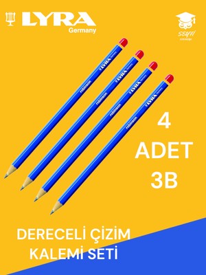 Seyfi Kırtasiye Dereceli Çizim Kalemi Seti 4 Adet Kurşun Çizim Kalemi Lyra Robinson  Almanya Üretim