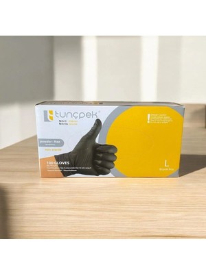 Tunçpek Nitril Pudrasız Kuaför ve Muayene Eldiveni- Siyah - 100 Adet -L