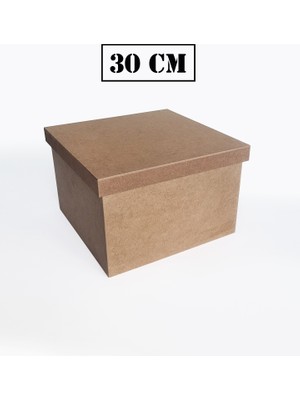Yegane Concept Ham Mdf, Boyanabilir 30 cm Kare Şapka Kapaklı Kutu