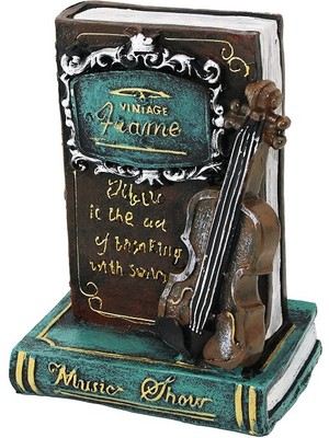 Go İthalat Gitar - Kitap Vintage Dekoratif Biblo - Kumbara 21X14X10CM Reçine (5332)