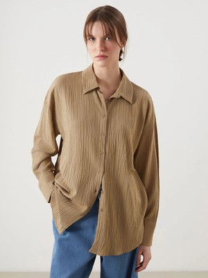 Lc Waikiki Yeni Sezon Dokulu Oversize Kadın Gömlek