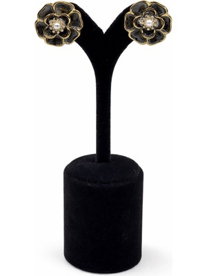 Pangu Katmanlı Çiçek Form Inci Detaylı Mineli Çelik Küpe