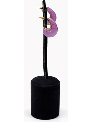 Pangu Altın Renk Lak Kaplama Kıvrımlı Akrilik Küpe