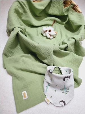 Özgürce Yumuşak ve Nefes Alabilir Iki Katlı Pamuklu Müslin Battaniye ve Fular Takımı